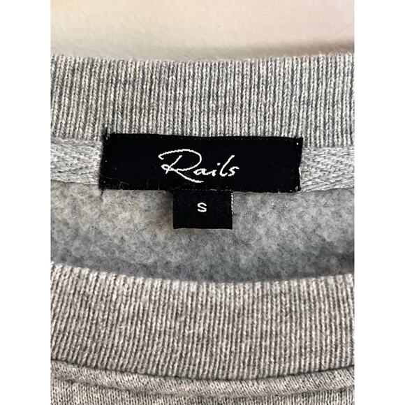 Rails Champagne Embroidery Long Sleeve Varsity Sweatshirt Gray Women's Small - Picture 8 of 14